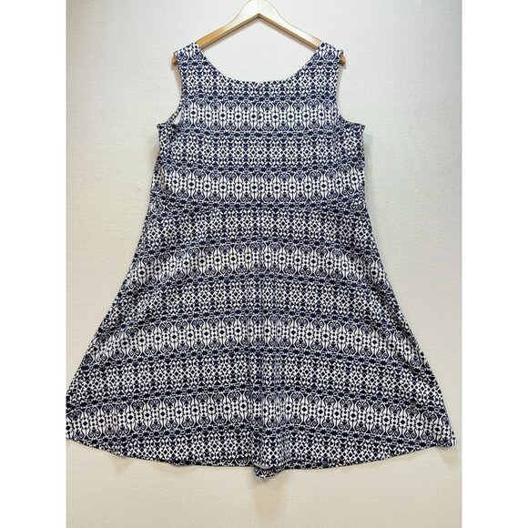 Talbots Womens Sleeveless A-Line Dress Size 2X Navy White Geometric Casual Chic - Picture 9 of 12